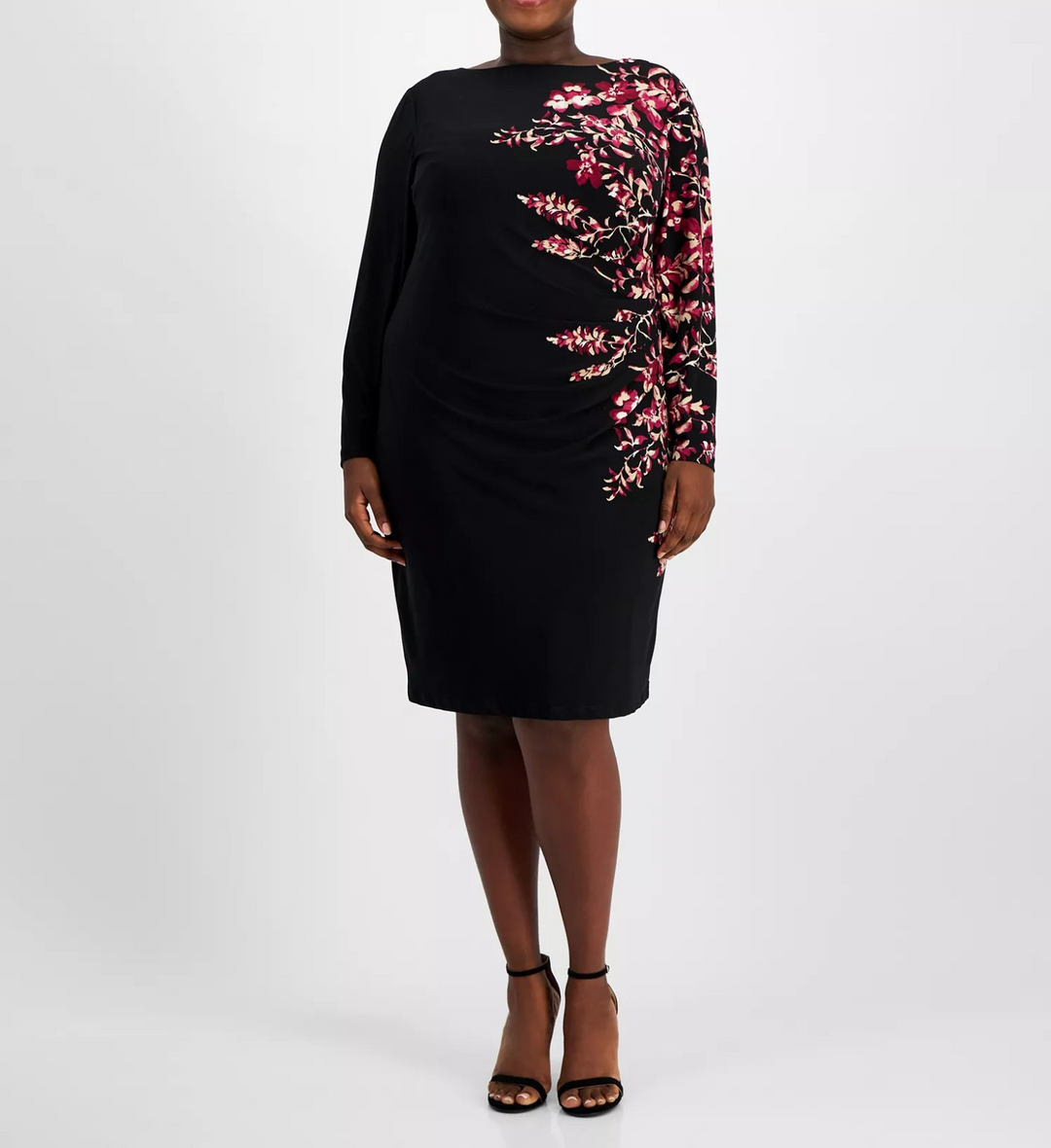 Kasper Plus Size Floral-Print Side-Pleat Sheath Dress MSRP $99