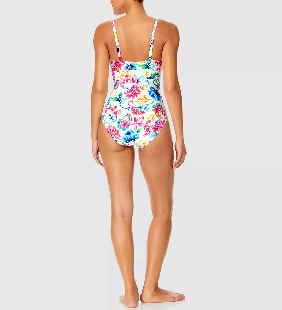 Anne Cole Watercolor Paisley V-Wire One-Piece Swimsuit MSRP $118