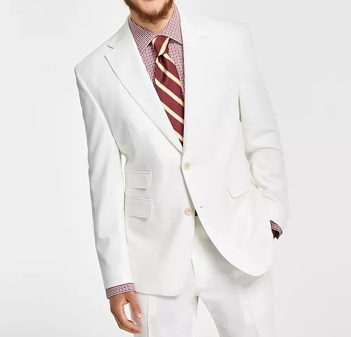Tayion Collection Men's Classic-Fit Linen Suit Jacket - White MSRP $360