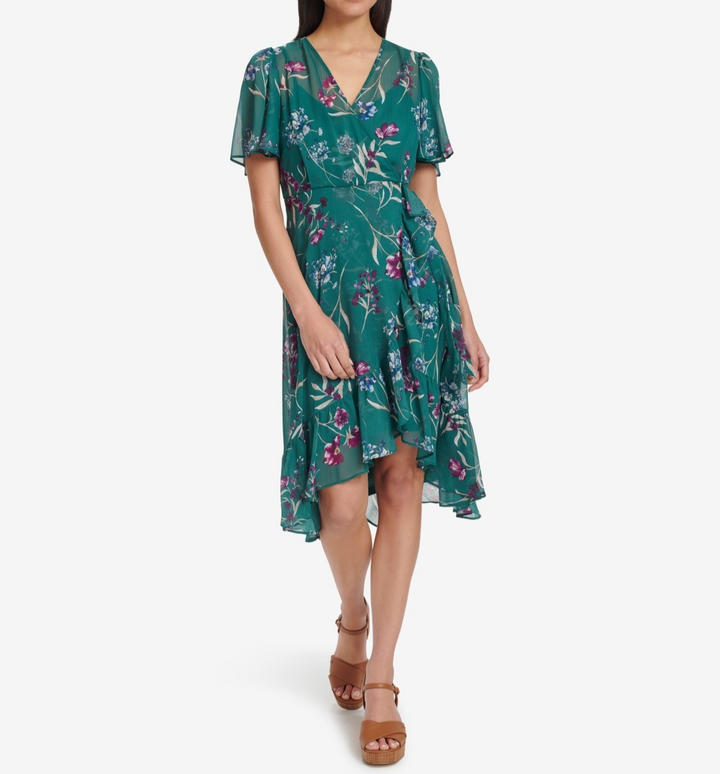 Calvin Klein Chiffon Floral Midi Women's Dress MSRP $129