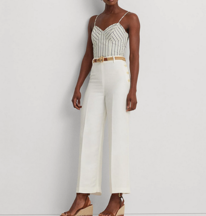 Lauren Ralph Lauren Striped Cropped Blouse MSRP $99