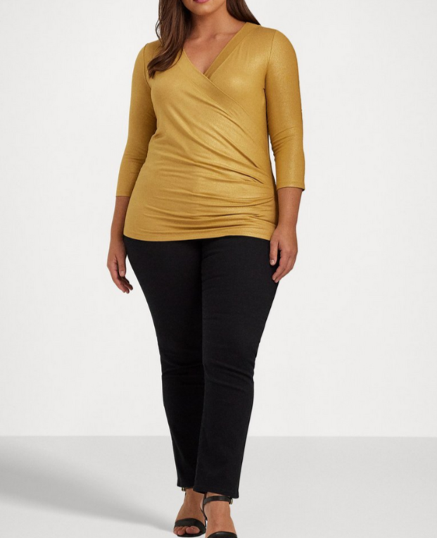 Lauren Ralph Lauren Plus Size Shimmer Surplice Top MSRP $89