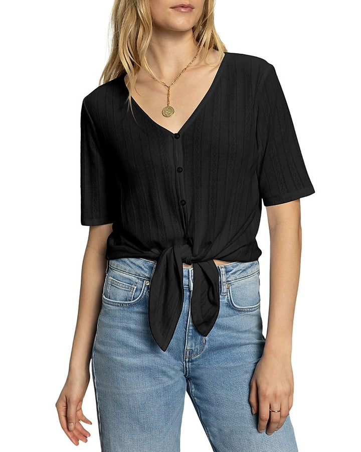 Sanctuary Pointelle Tie Tee MSRP $59