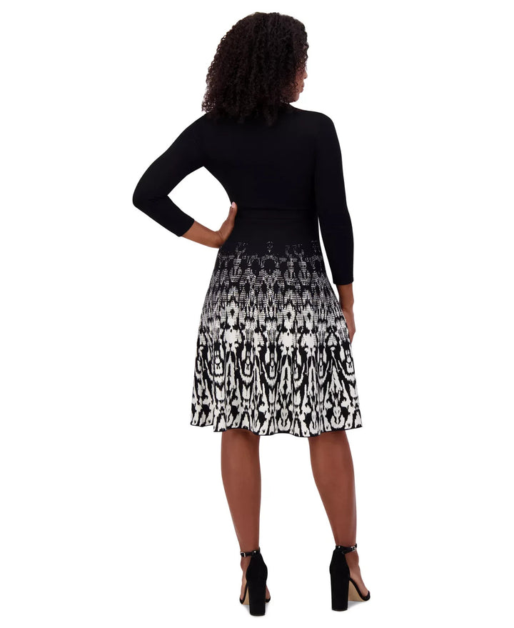 Jessica Howard Petite Printed Fit & Flare Sweater Dress MSRP $89