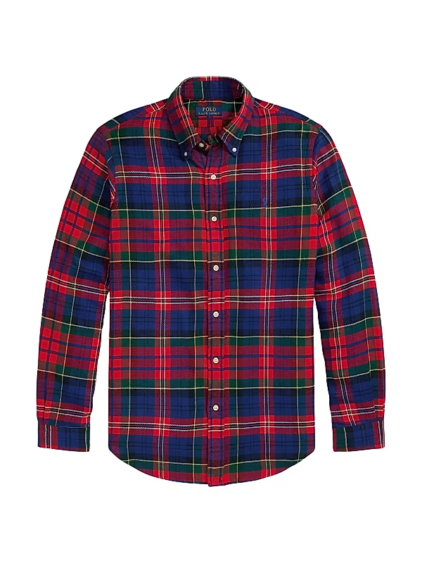 Polo Ralph Lauren Classic-Fit Plaid Brushed Flannel Shirt MSRP $148