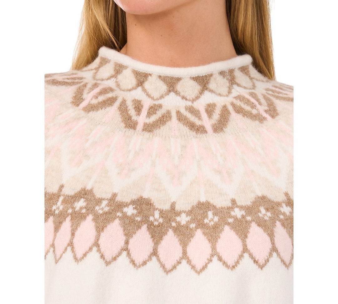 CeCe Fair Isle Long Sleeve Mock Neck Sweater MSRP $69