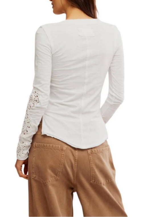 Free People Our Song Henley Cuff Top MSRP $78