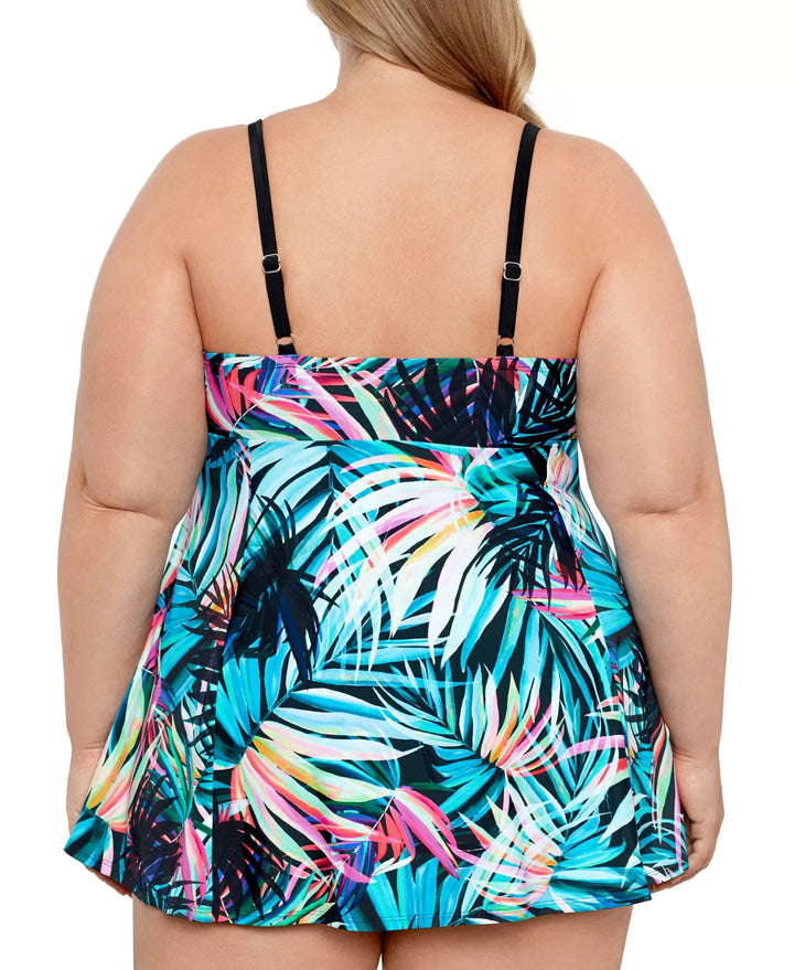 Swim Solutions Plus Size Tummy Control Empire Swimdress MSRP $122