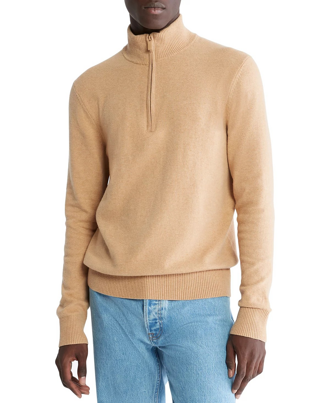 Calvin Klein Men's Ribbed-Trim Quarter-Zip Pullover Sweater MSRP $118