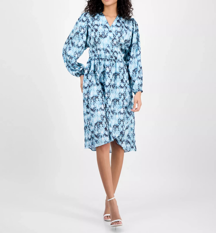 BOSS Orange Women's Printed Blouson-Sleeve Midi Dress MSRP $248