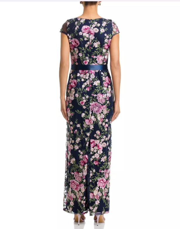 Adrianna Papell Cascading Floral Column Gown MSRP $269