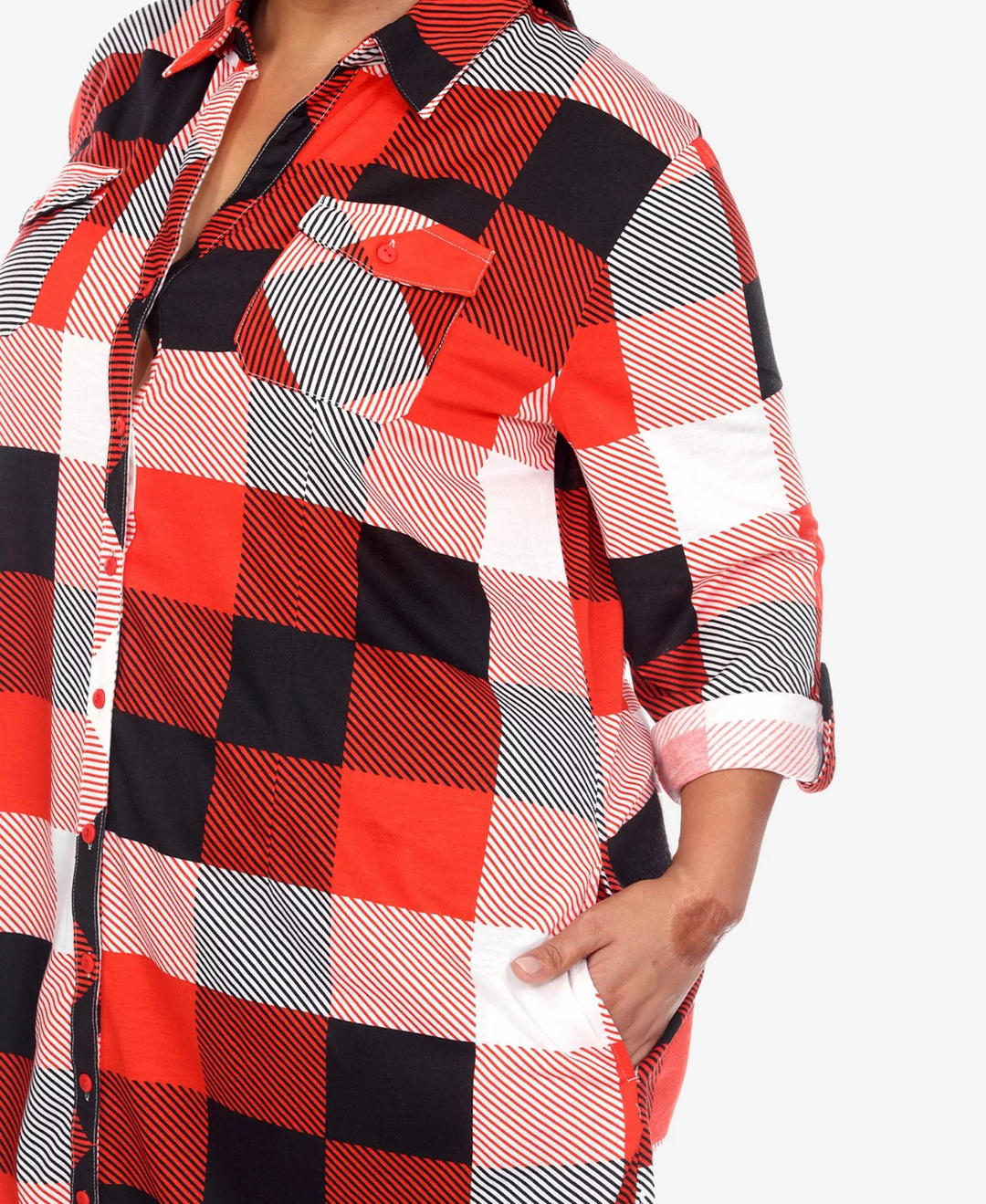 White Mark Plus Size Plaid Tunic Shirt MSRP $52