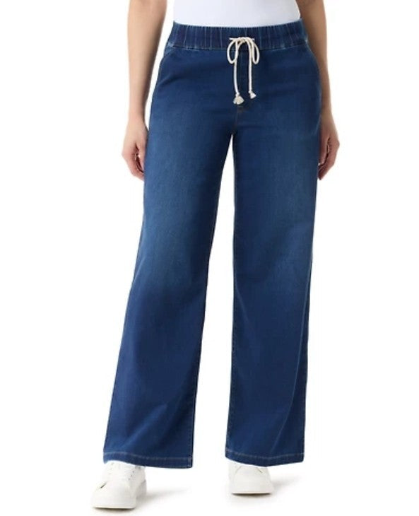 Gloria Vanderbilt Women's Knit Drawstring Straight Denim Jeans MSRP $48