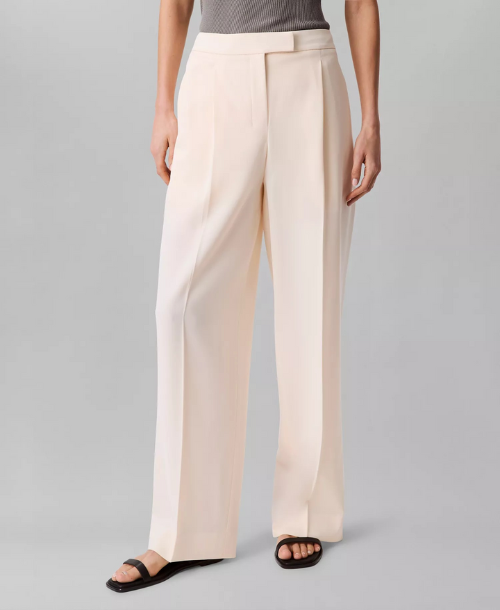 Calvin Klein Women's Soft Crepe Pleated Straight-Leg Pants MSRP $129