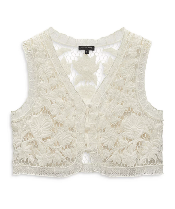 rag & bone Coralie Crocheted Cropped Vest MSRP $398
