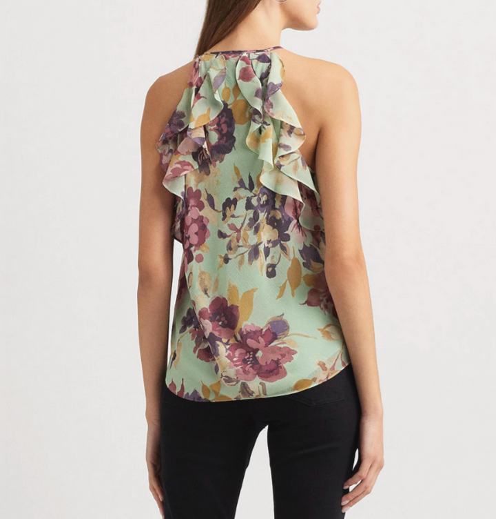 Lauren Ralph Lauren Ruffled Halter Blouse MSRP $115
