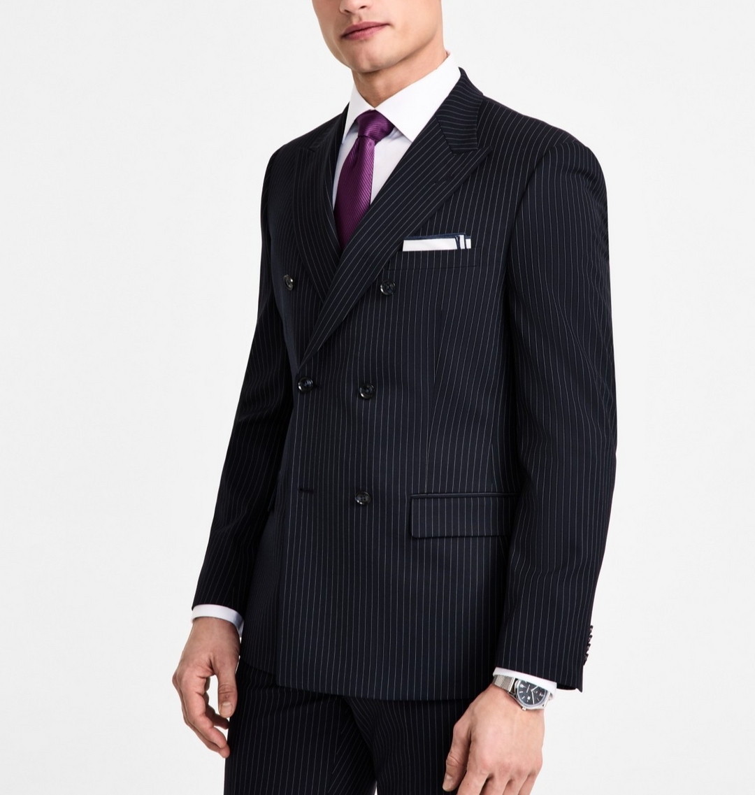 Alfani Slim-Fit Pinstripe Double-Breasted Suit Jacket MSRP $360