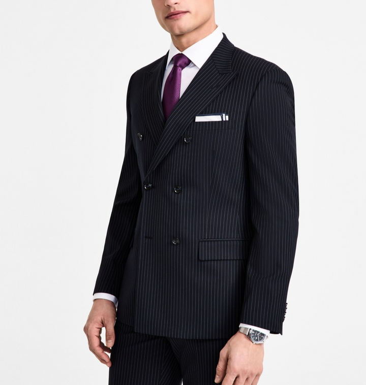 Alfani Slim-Fit Pinstripe Double-Breasted Suit Jacket MSRP $360