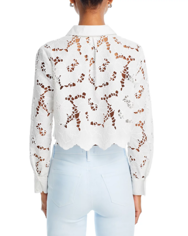 L'AGENCE Seychelle Lace Button Front Shirt MSRP $365
