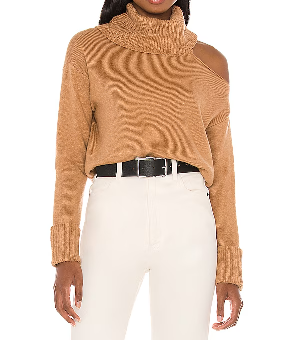 1.STATE Cold-Shoulder Cuffed Turtleneck Sweater MSRP $89