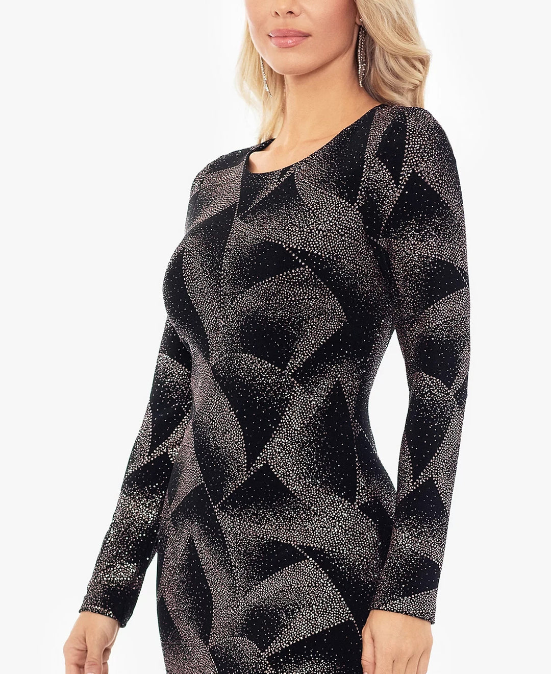 Betsy & Adam Long-Sleeve Glitter-Knit Dress MSRP $159