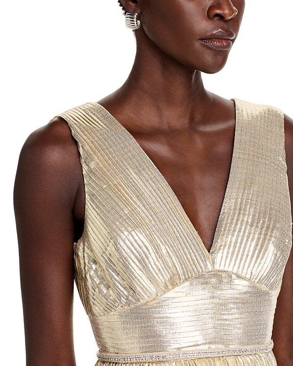 Self-Portrait Metallic Pleated Gown MSRP $585