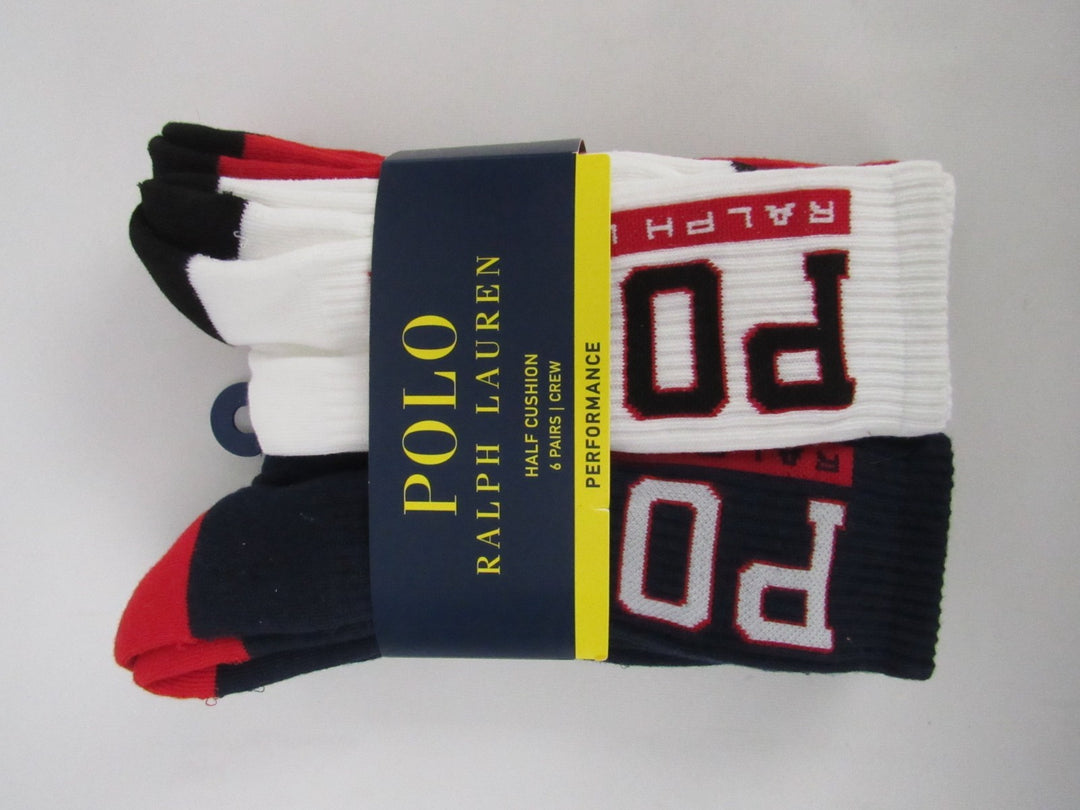 Polo Ralph Lauren Men's 6-Pack Varsity Logo Crew Socks MSRP $32