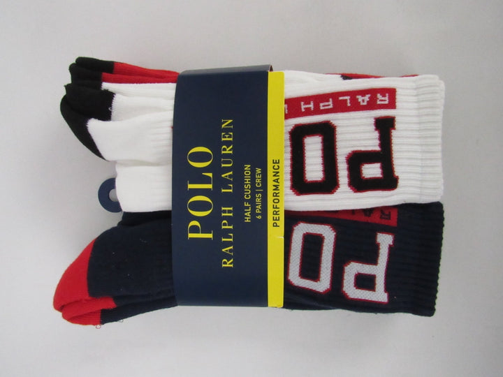 Polo Ralph Lauren Men's 6-Pack Varsity Logo Crew Socks MSRP $32