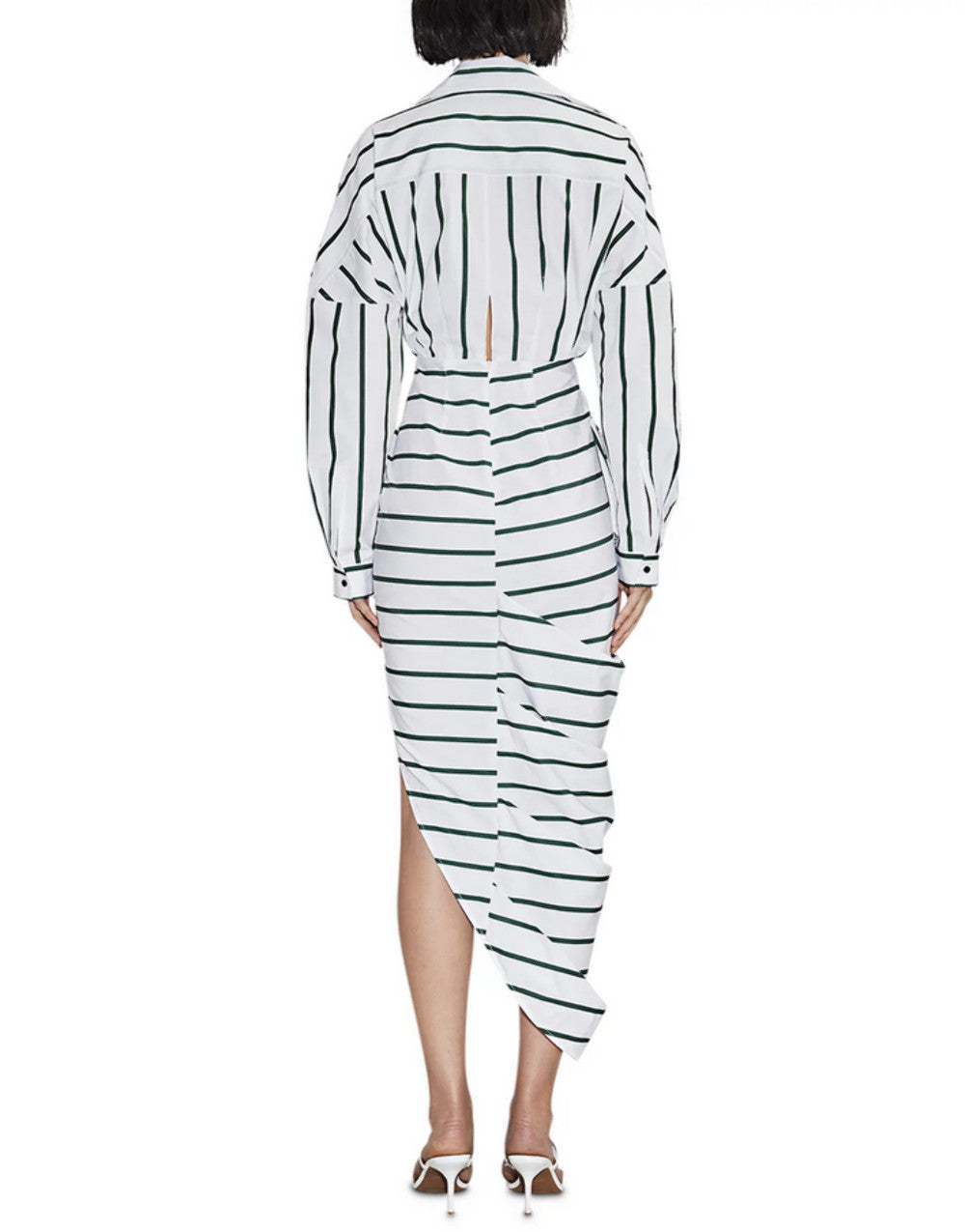 Et Ochs Faith Striped Cotton Midi Dress 10B 2538
