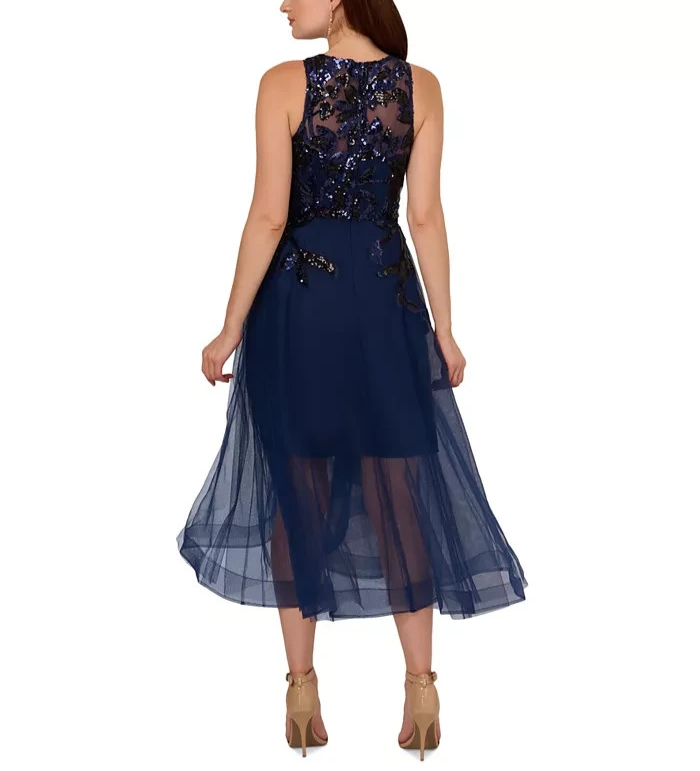 Adrianna Papell High-Low Fit & Flare Sequin Dress