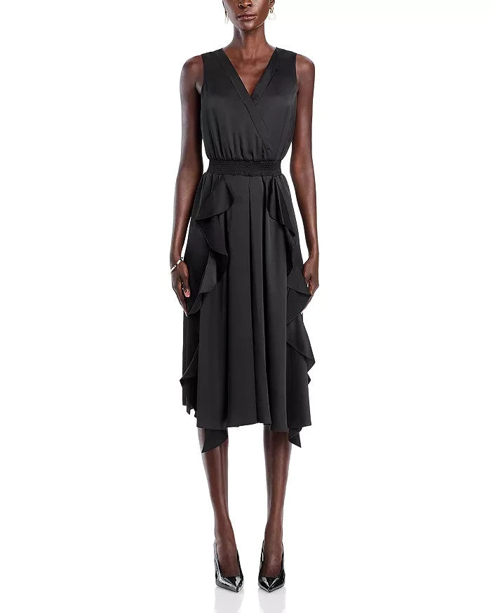 KARL LAGERFELD PARIS Ruffled Sleeveless Midi Dress MSRP $149