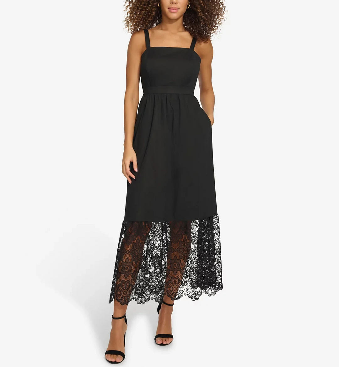 kensie Sleeveless Lace-Hem Maxi Dress MSRP $148