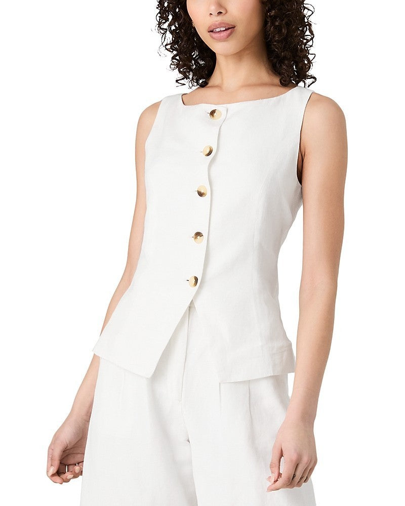 French Connection Women's Birdie Button-Front Vest Top MSRP $118