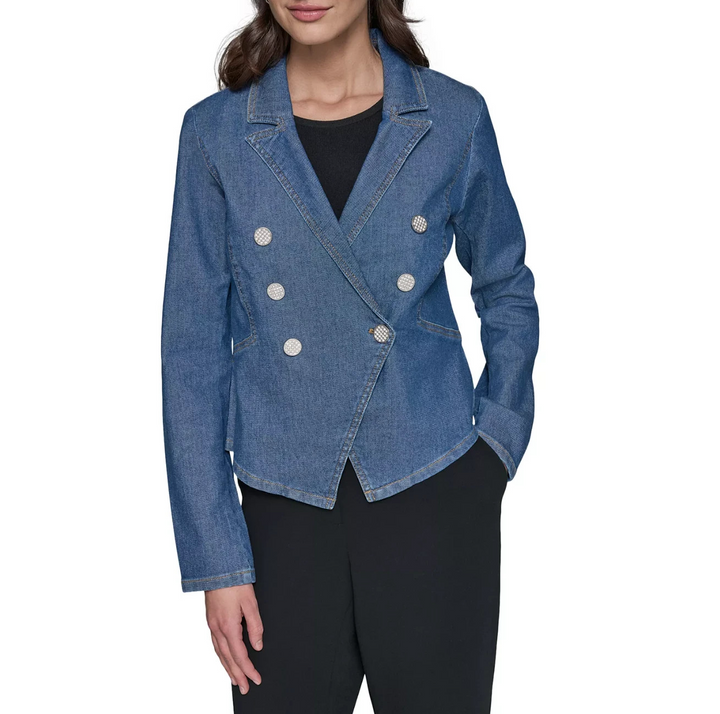 Karl Lagerfeld Paris Asymmetric Denim Blazer MSRP $179