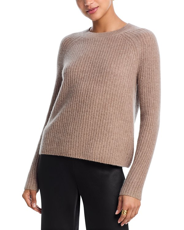 C by Bloomingdale's Cashmere Ribbed Crewneck Sweater MSRP $198