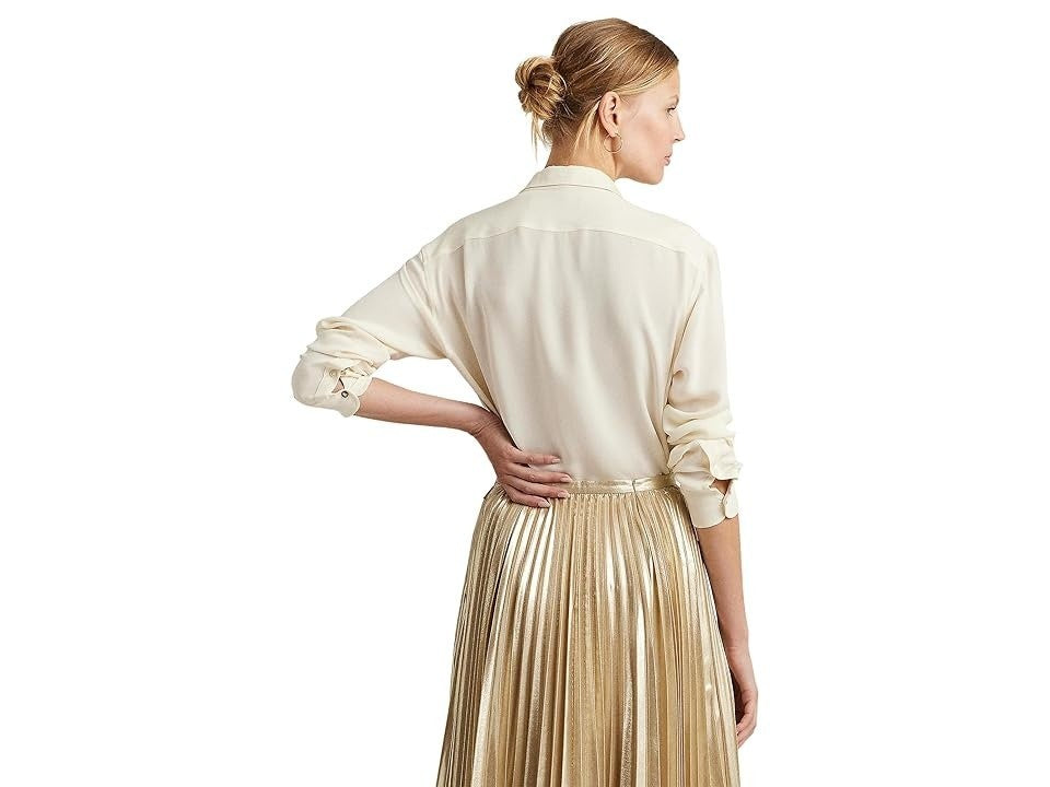 Lauren Ralph Lauren Crepe De Chine Shirt MSRP $245