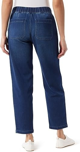 Gloria Vanderbilt Women's Knit Drawstring Straight Denim Jeans MSRP $48