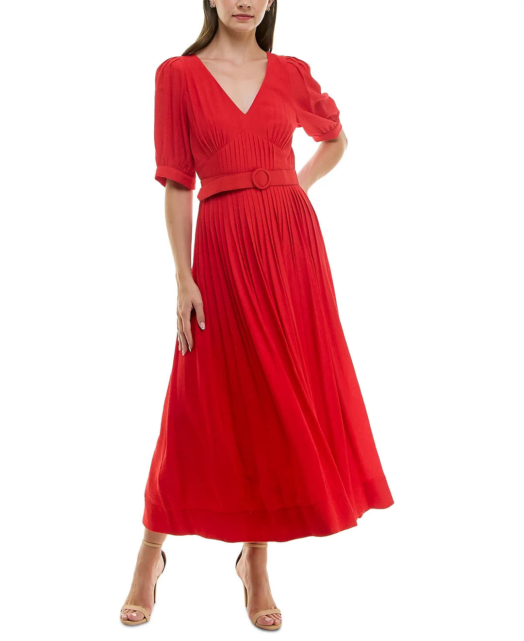 Taylor Pleated Belted Fit & Flare Dress MSRP $138
