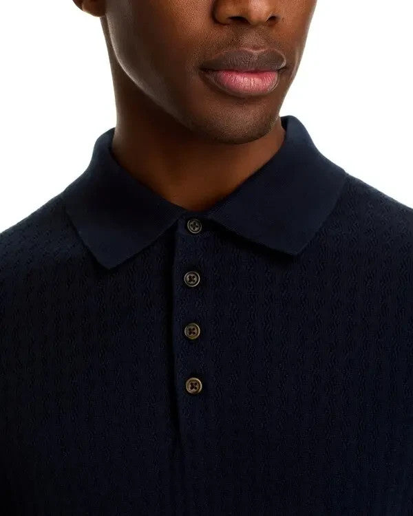 The Men's Store Pointelle Short Sleeve Sweater Polo MSRP $108