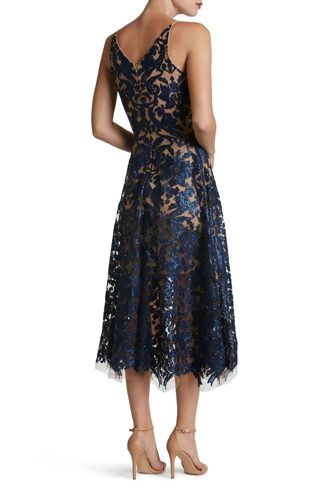 Dress the Population Blair Lace Midi Dress MSRP $288