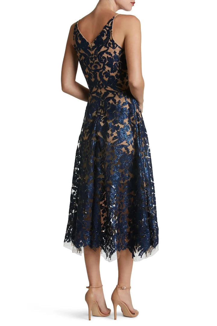 Dress the Population Blair Lace Midi Dress MSRP $288