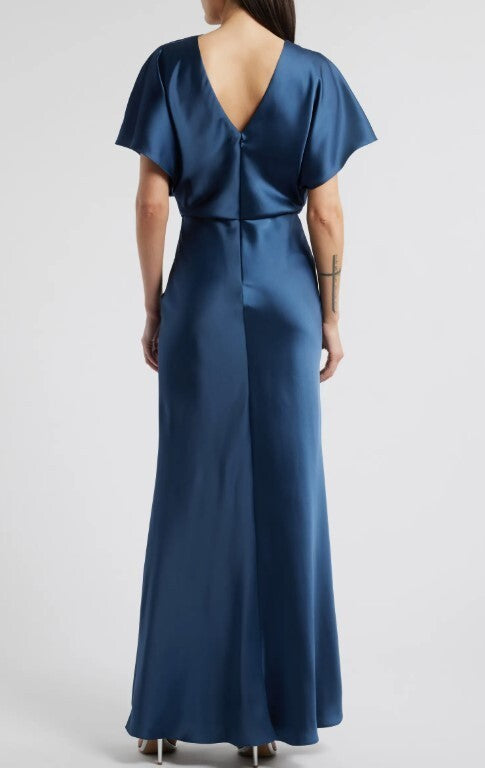 Amsale Fluid Satin Relaxed Drape Gown dress MSRP $695
