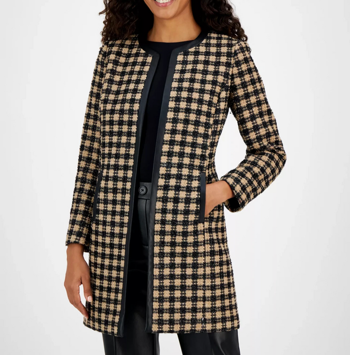 Kasper  Checkered Open-Front Topper Jacket MSRP $159