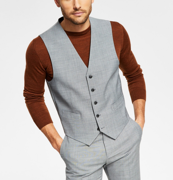 Tommy Hilfiger Modern-Fit Wool-Blend TH-Flex Stretch Suit Separates Vest $125