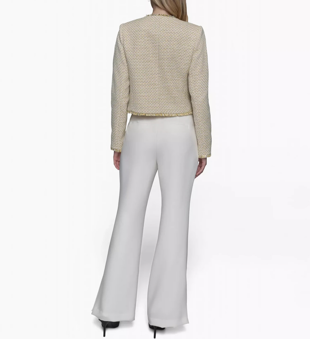 KARL LAGERFELD PARIS Women's Tweed Collarless Jacket MSRP $189