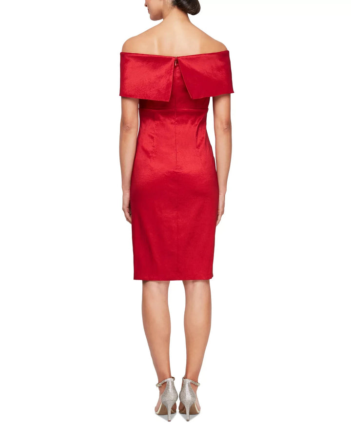 Alex Evenings Off-The-Shoulder Scuba-Crepe Sheath Dress MSRP $169