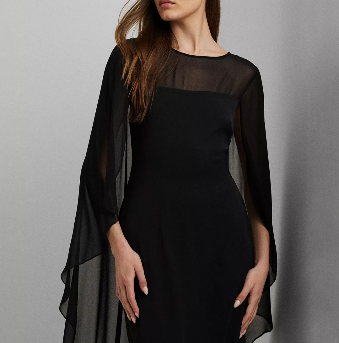 Lauren Ralph Lauren Cape Georgette Gown MSRP $265