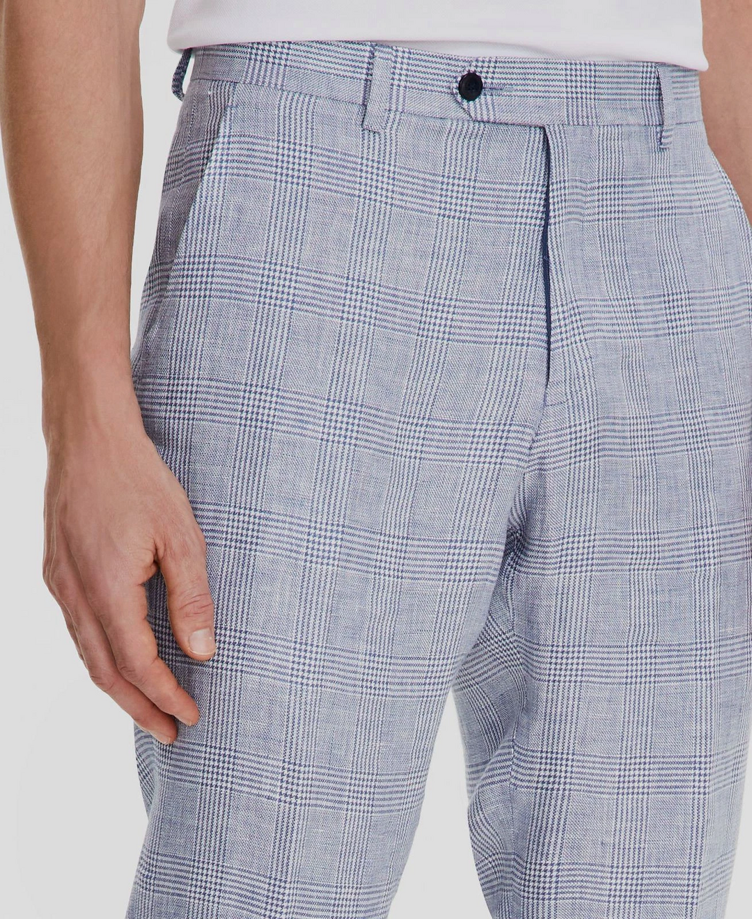 Tommy Hilfiger Men's Modern-Fit Blue Plaid Linen Suit Separate Pants MSRP $135
