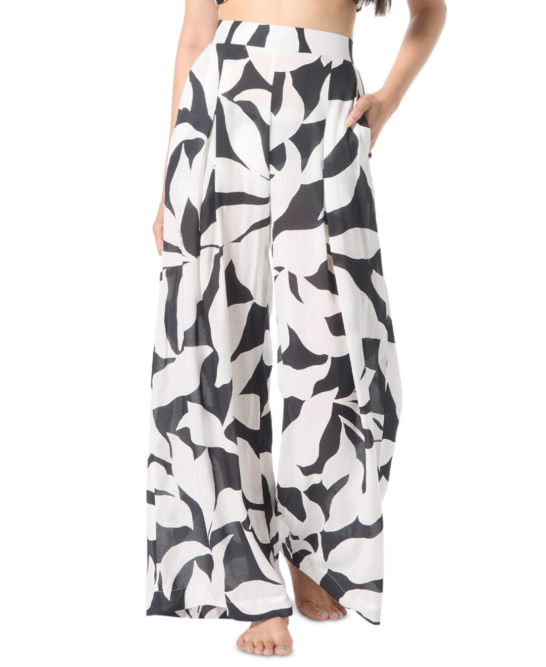 Vince Camuto Printed Wide-Leg Cover-up Pants MSRP $138