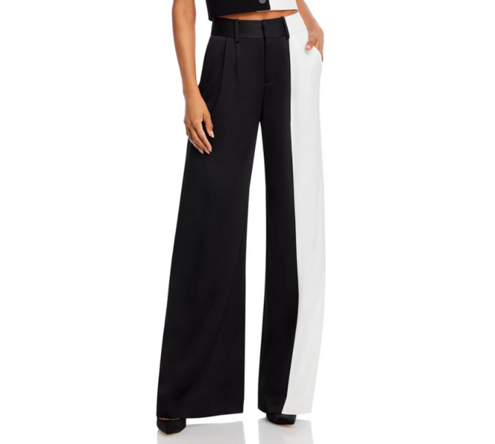 Alice and Olivia Pompey Color Block Wide Leg Pants MSRP $395